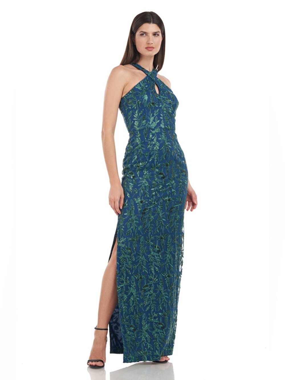 NWT JS Collections Rebecca keyhole column gown sz 10 - Picture 2 of 13